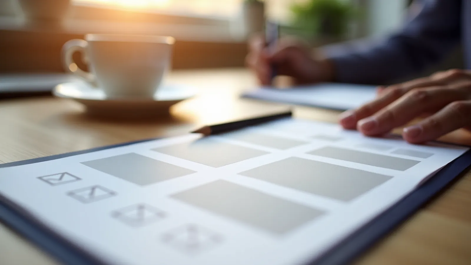 A printed one-page lead magnet worksheet and pencil on a sunlit kitchen table